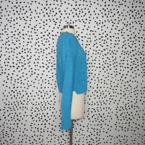 Free People Blue Bell Song Pullover Knit Cropped Sweater - Picture 8 of 12